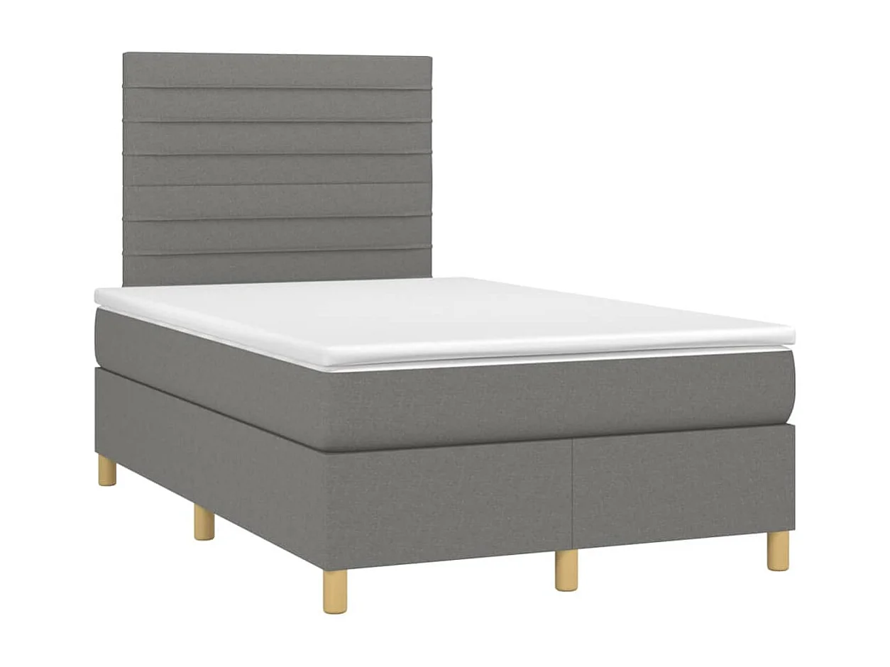 Cama box spring con colchón tela gris oscuro 120x200 cm