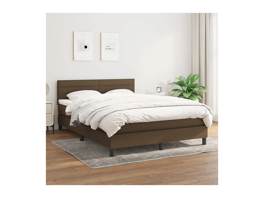 Boxspring met matras stof donkerbruin 140x190 cm