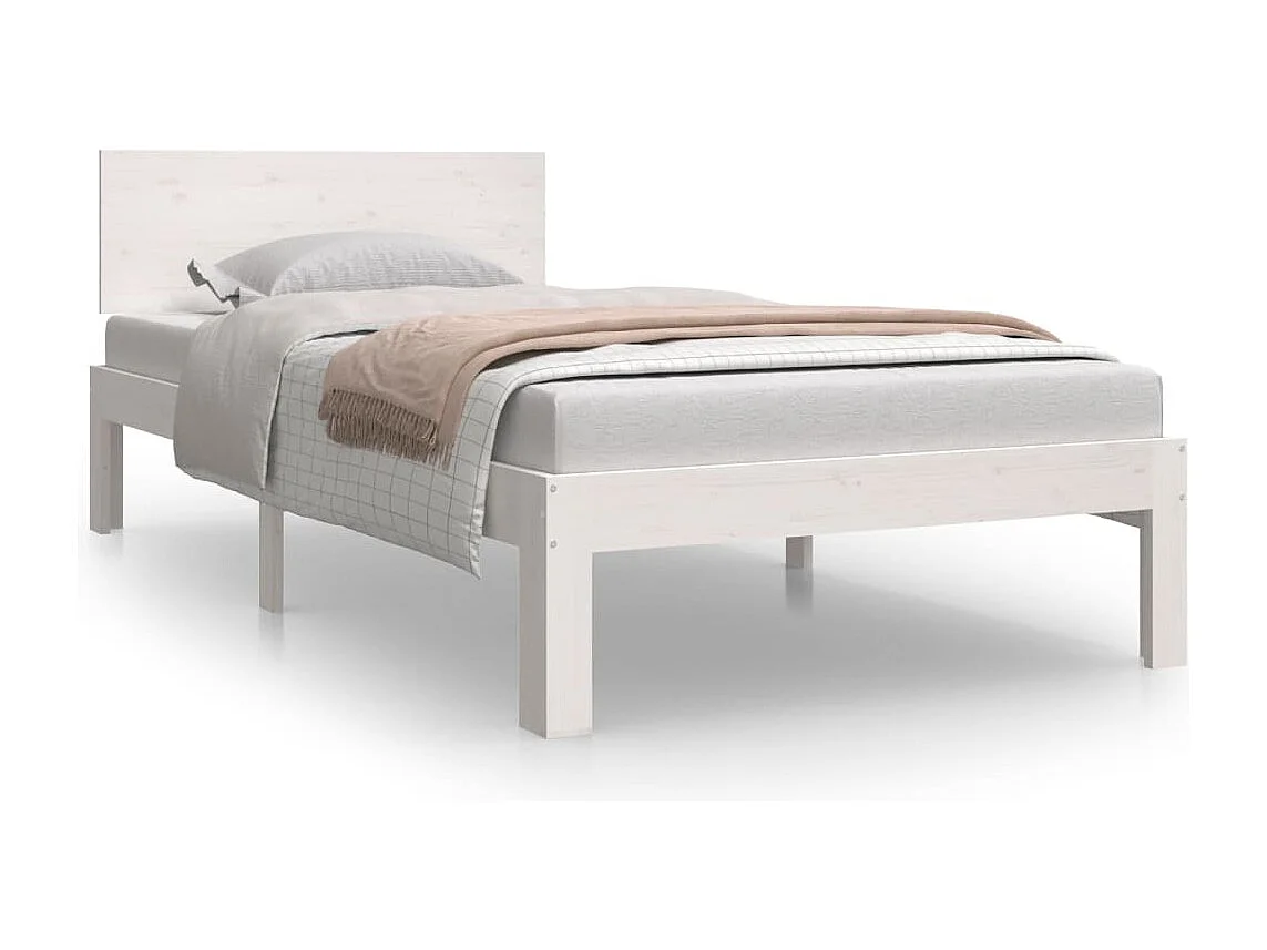 Estructura de cama individual madera maciza blanco 90x190 cm