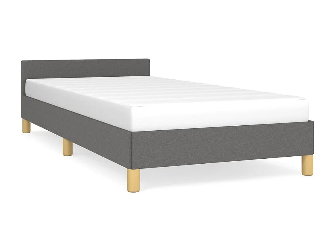 Estrutura de cama c/ cabeceira tecido 90x190 cm cinza-escuro