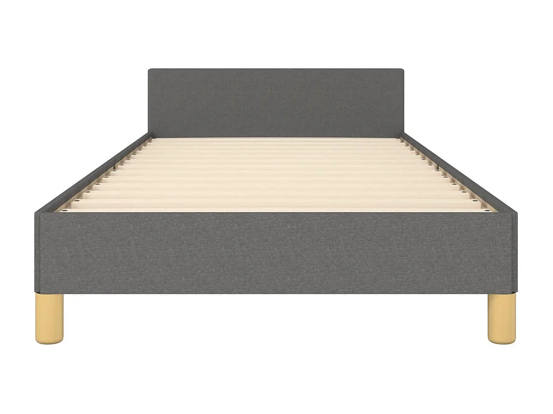 Estrutura de cama c/ cabeceira tecido 90x190 cm cinza-escuro