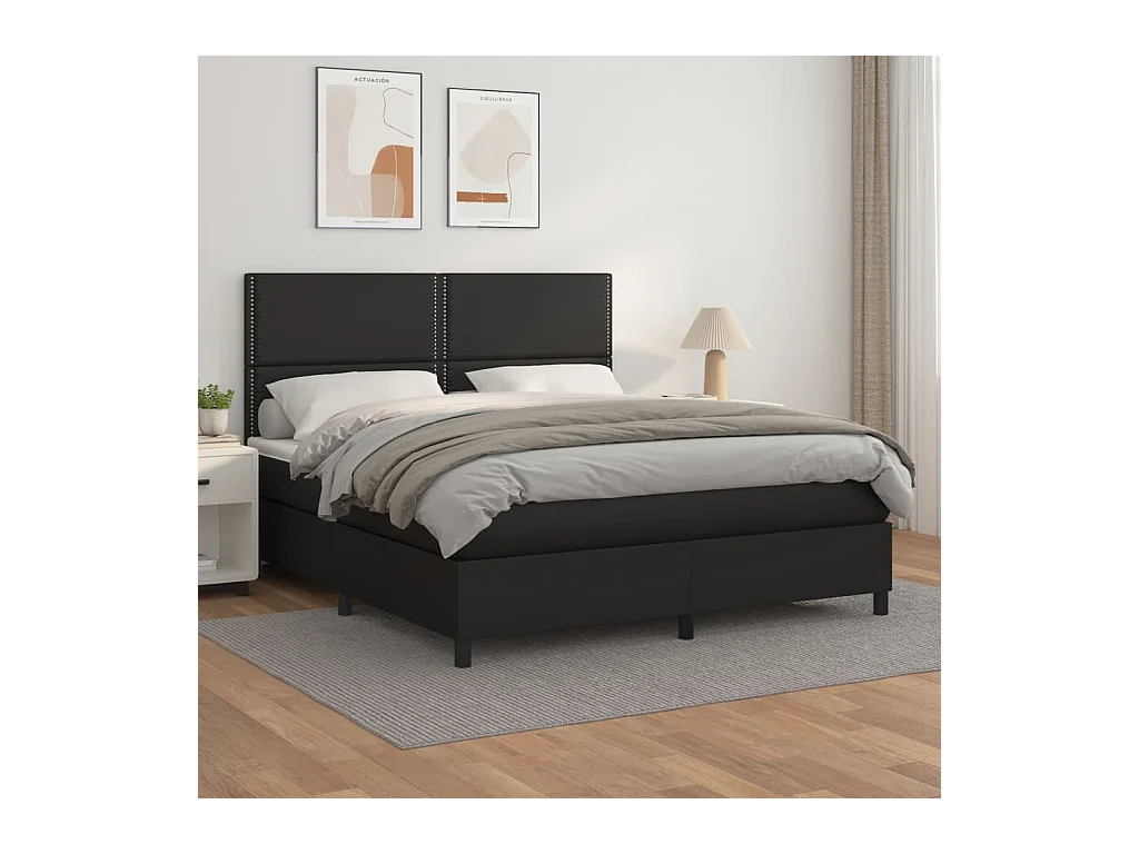 Boxspring met matras kunstleer zwart 160x200 cm