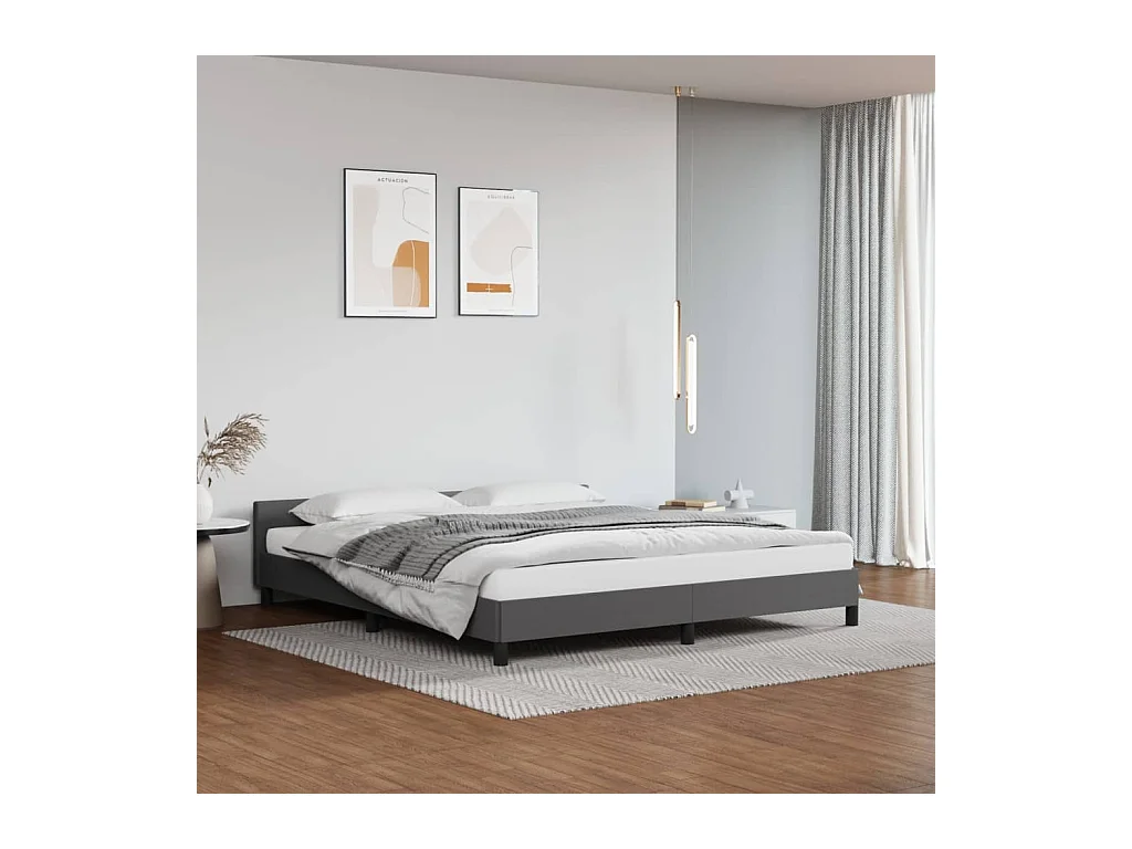Bedframe met hoofdeinde zonder matras 180x200 cm grijs