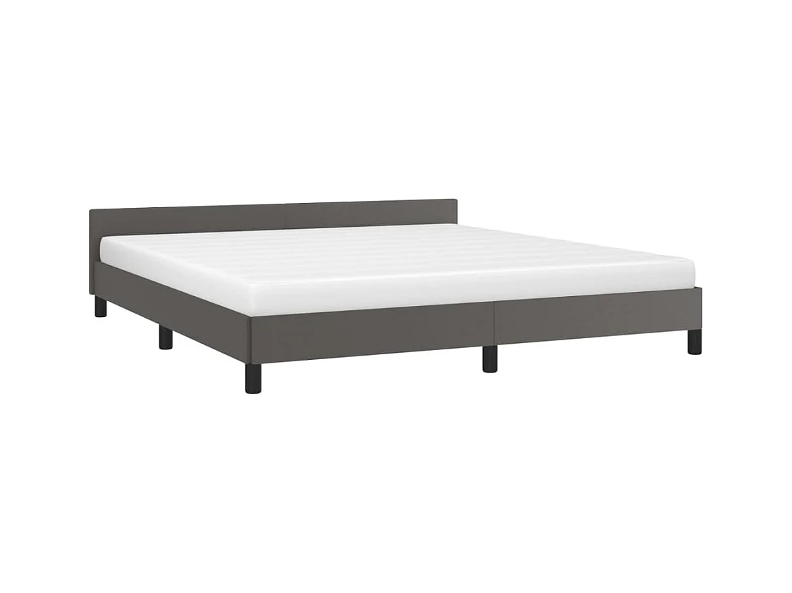 Estructura de cama con cabecero cuero sintético gris 180x200cm