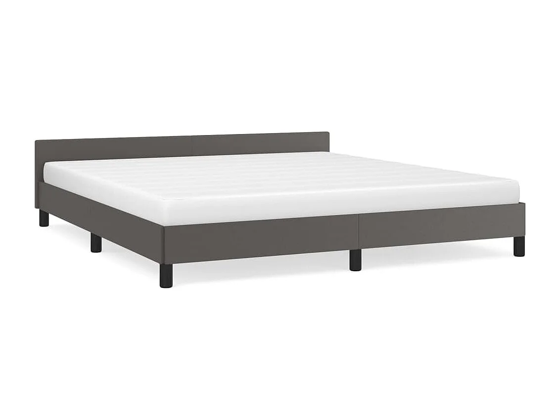 Estrutura cama c/ cabeceira 180x200cm couro artificial cinzento