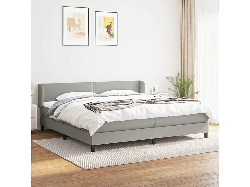 Lit à sommier tapissier avec matelas Gris clair 200x200cm Tissu
