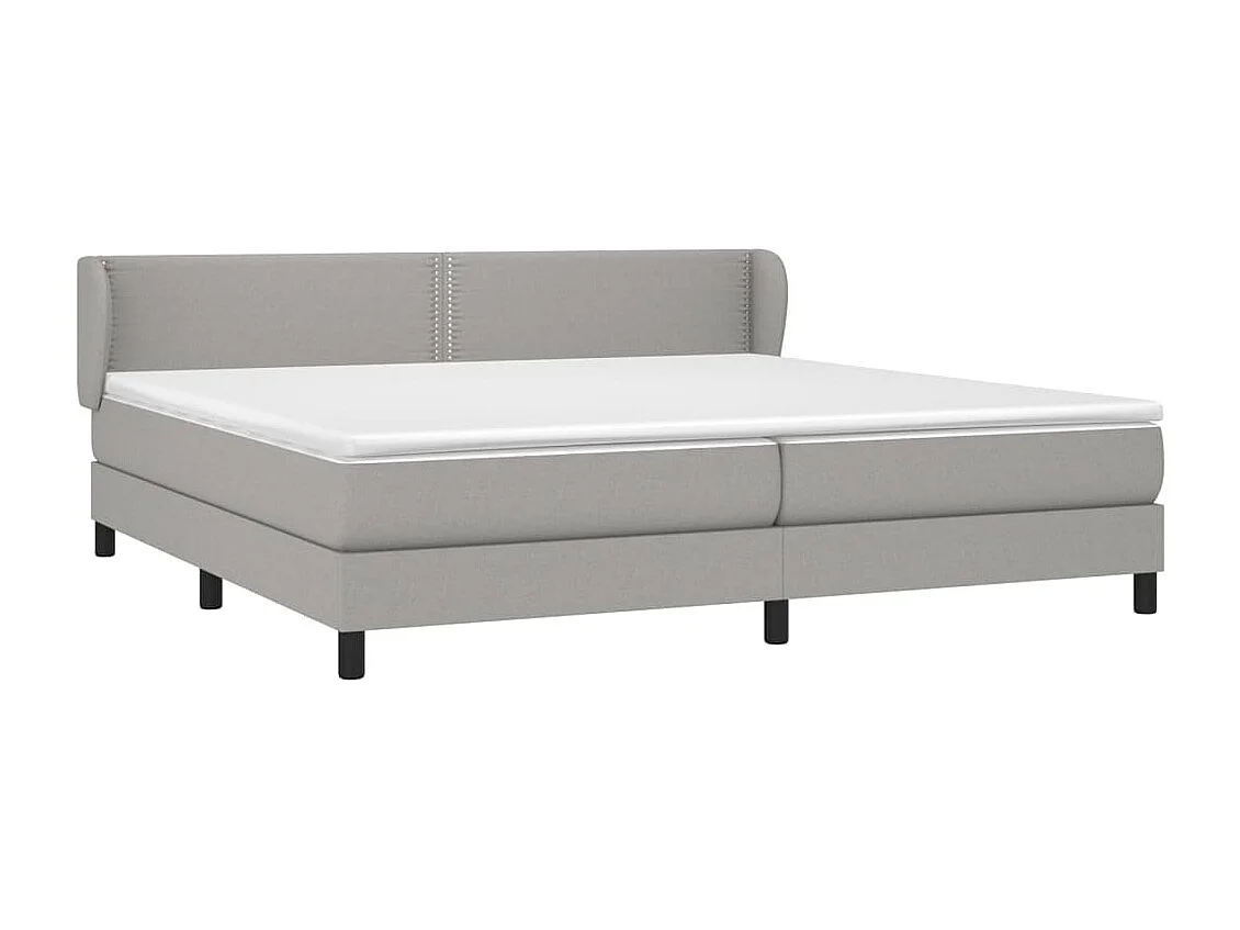 Cama com molas/colchão 200x200 cm tecido cinza-claro