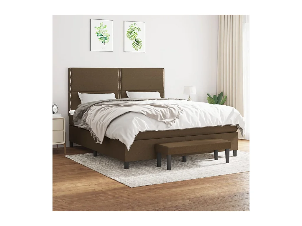 Lit à sommier tapissier avec matelas Marron foncé 180x200 cm