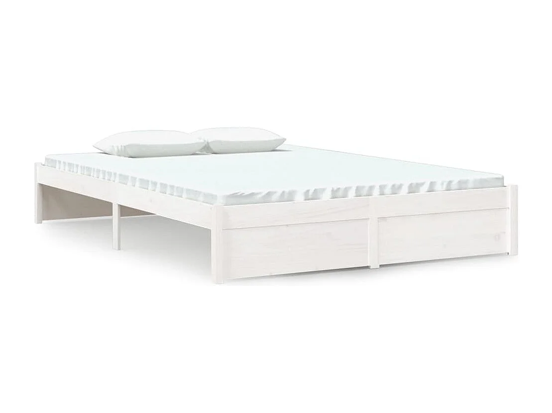 Cadre de lit Blanc Bois massif 135x190 cm Double