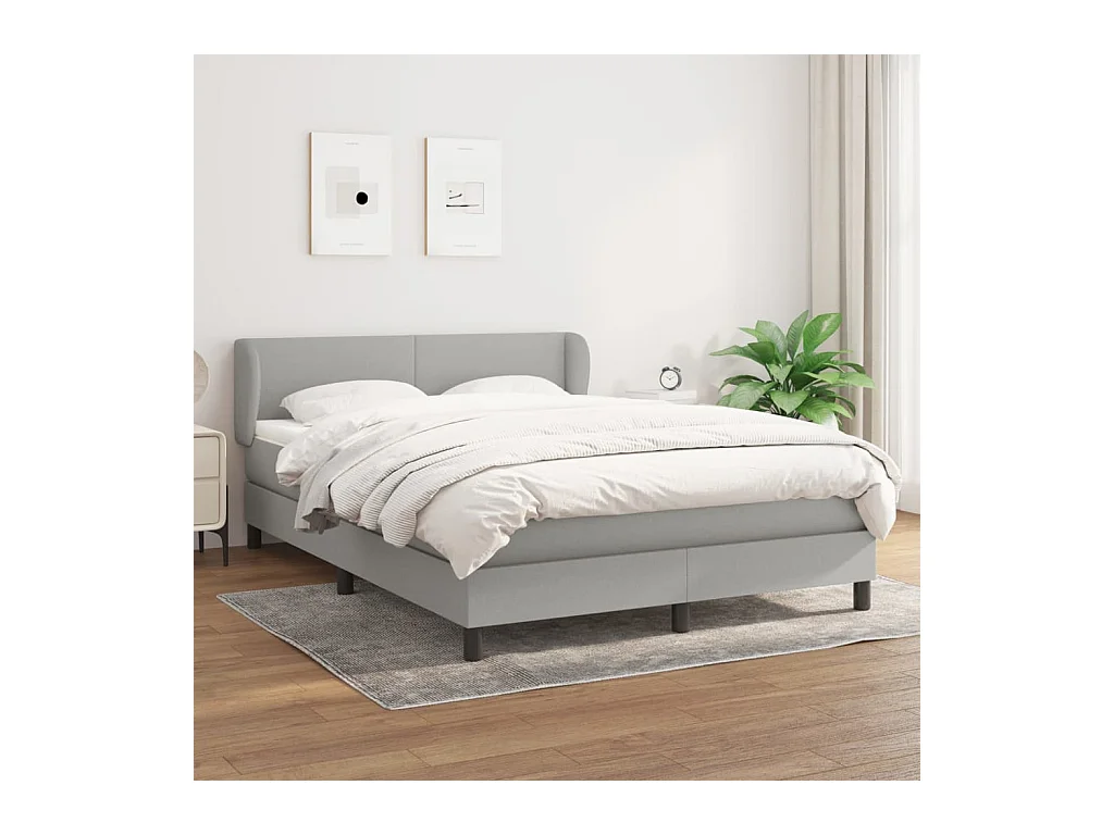 Cama box spring con colchón tela gris claro 140x190 cm
