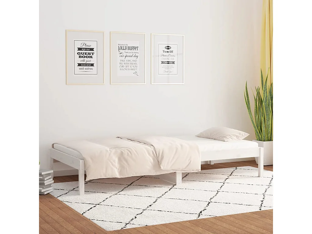 Lit de jour Blanc 90x200 cm Bois de pin massif