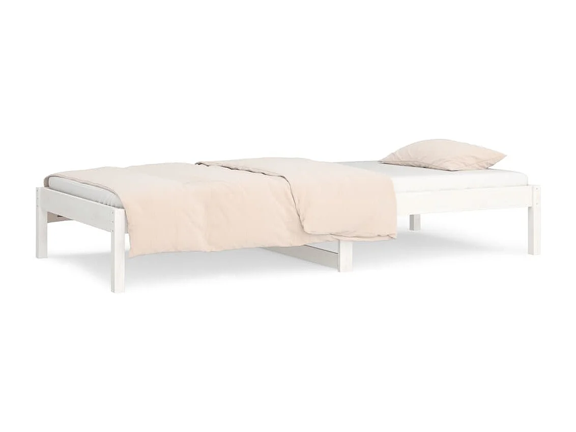 Lit de jour Blanc 90x200 cm Bois de pin massif