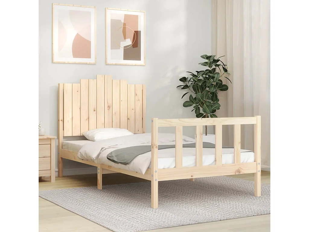 Estrutura de cama com cabeceira 100x200 cm madeira maciça