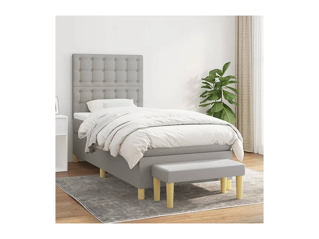 Boxspring met matras stof lichtgrijs 100x200 cm