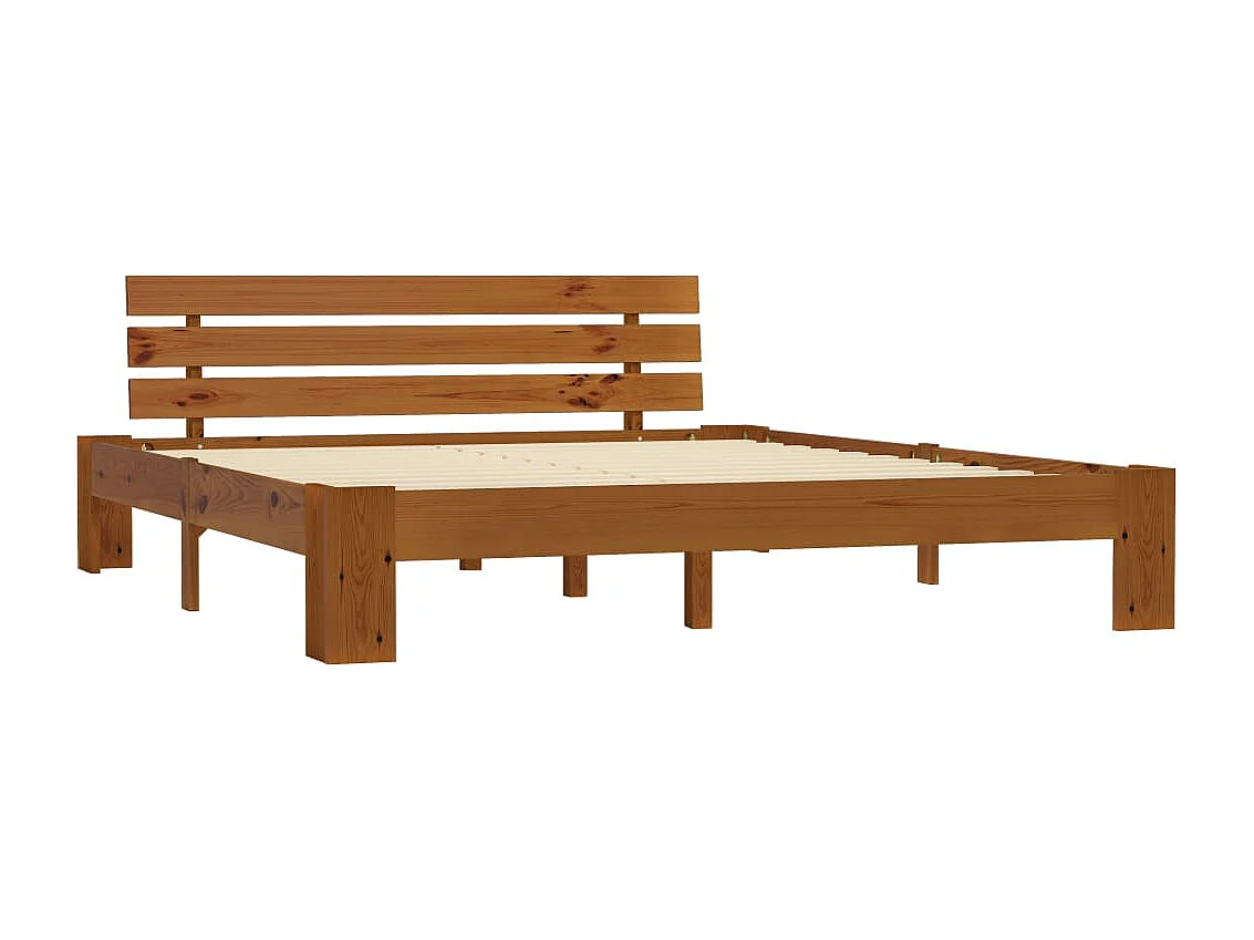 Estructura de cama madera maciza pino marrón miel 180x200 cm