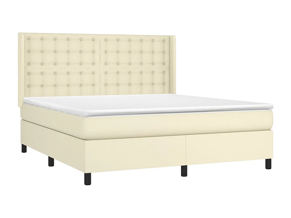 Lit à sommier tapissier avec matelas Crème 180x200cm Similicuir