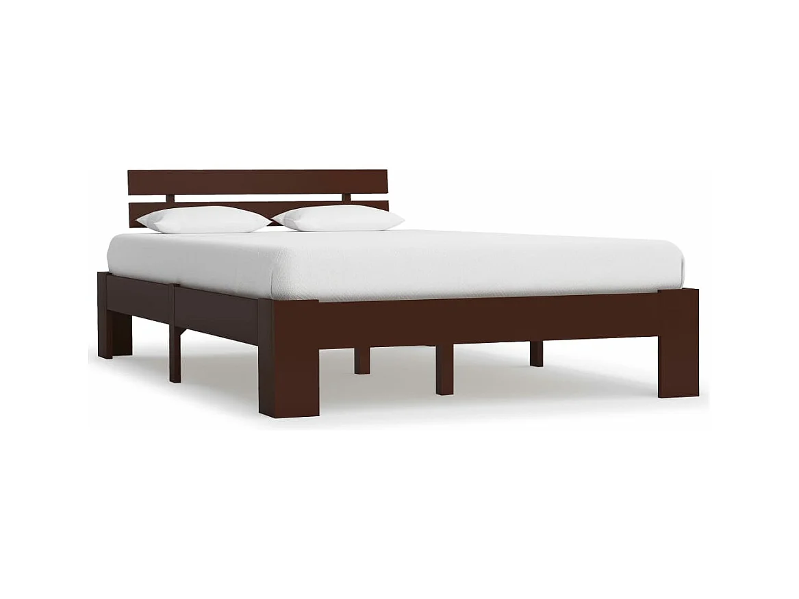 Estrutura de cama 140x200 cm pinho maciço castanho-escuro