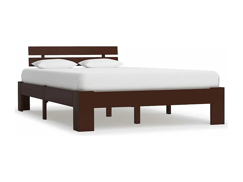 Estrutura de cama 140x200 cm pinho maciço castanho-escuro