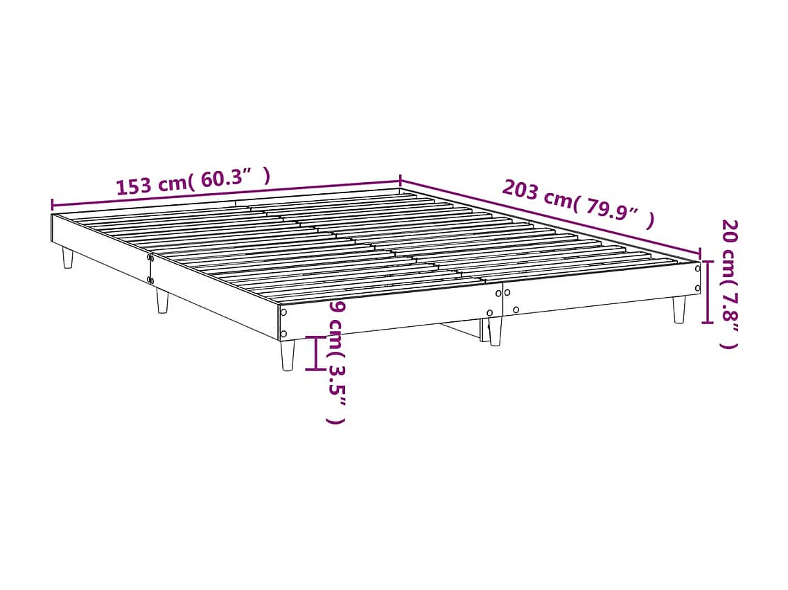 Estructura de cama madera contrachapada marrón roble 150x200 cm