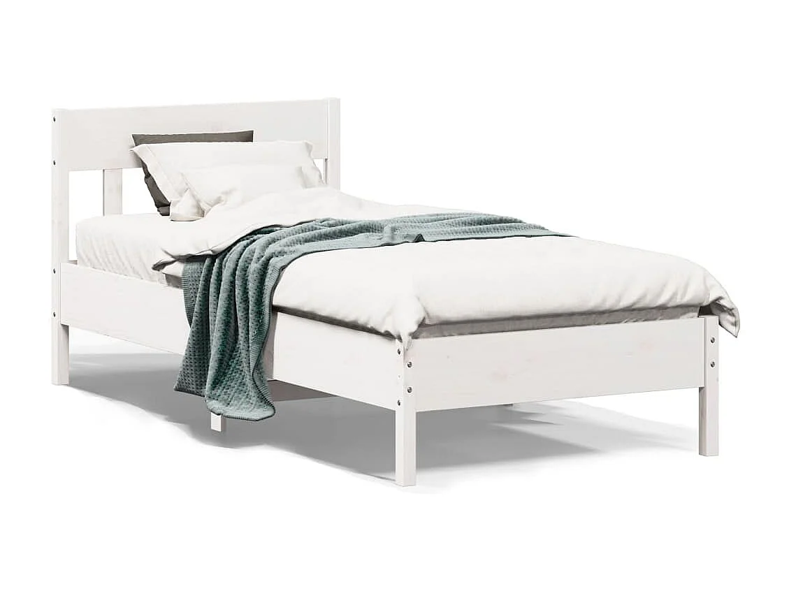 Estrutura de cama com cabeceira 90x190 cm pinho maciço branco