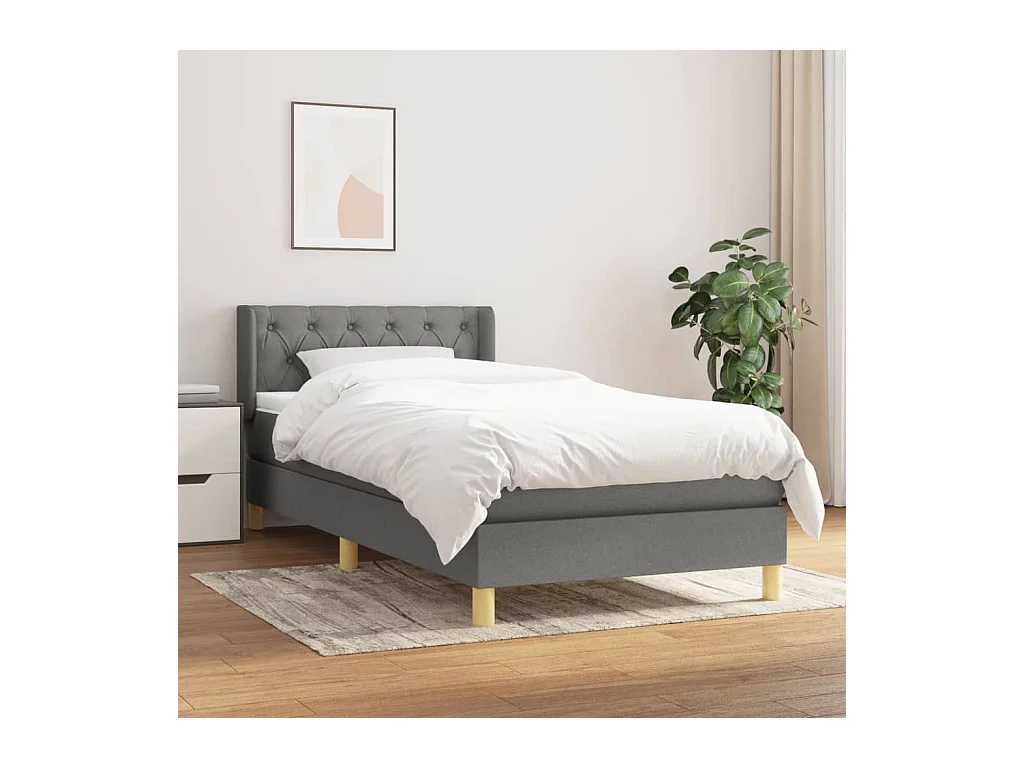 Lit à sommier tapissier avec matelas Gris foncé 80x200 cm Tissu
