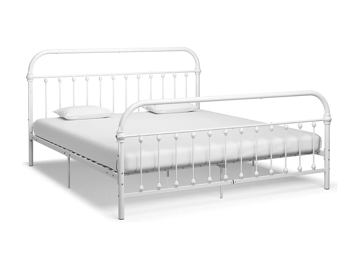 Cadre de lit Blanc Métal 180 x 200 cm
