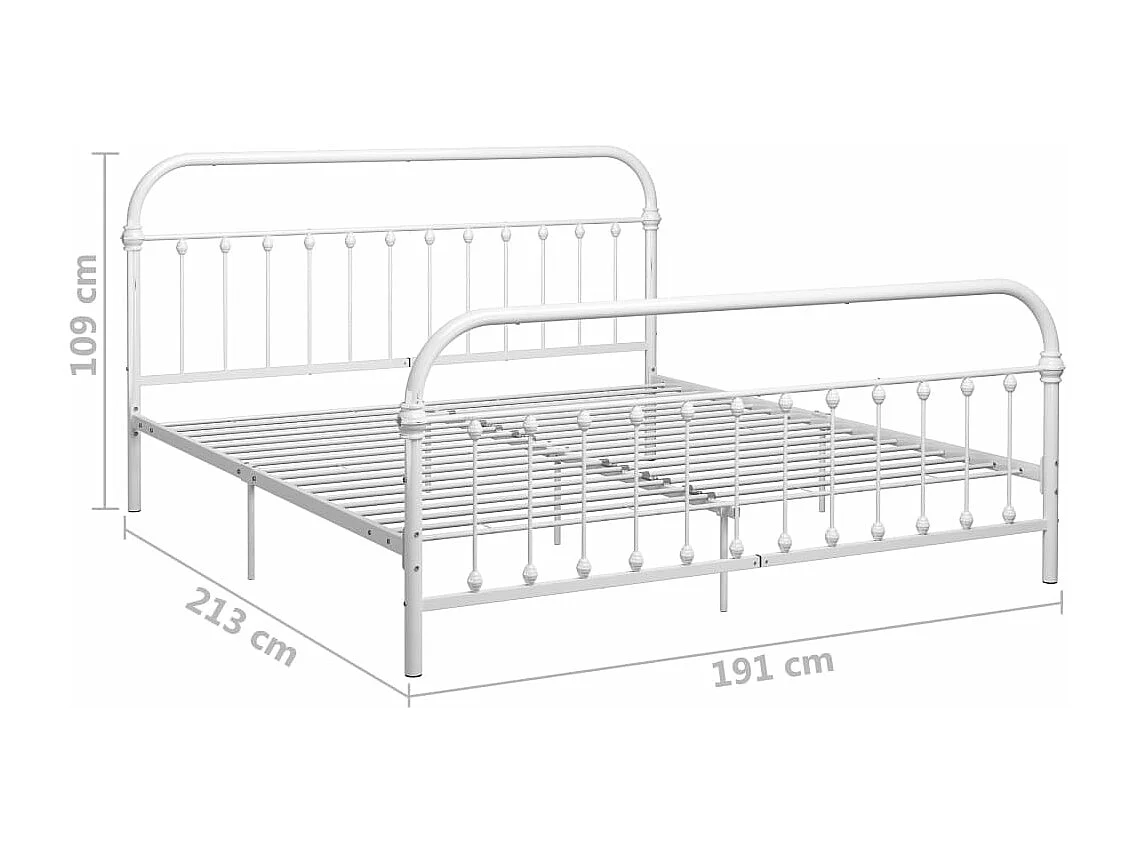 Cadre de lit Blanc Métal 180 x 200 cm