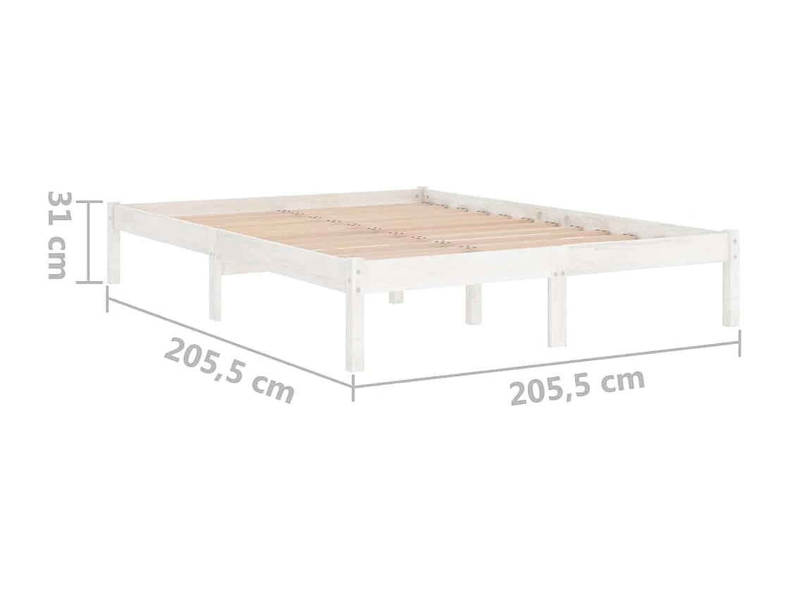 Cadre de lit Blanc Bois de pin massif 200x200 cm