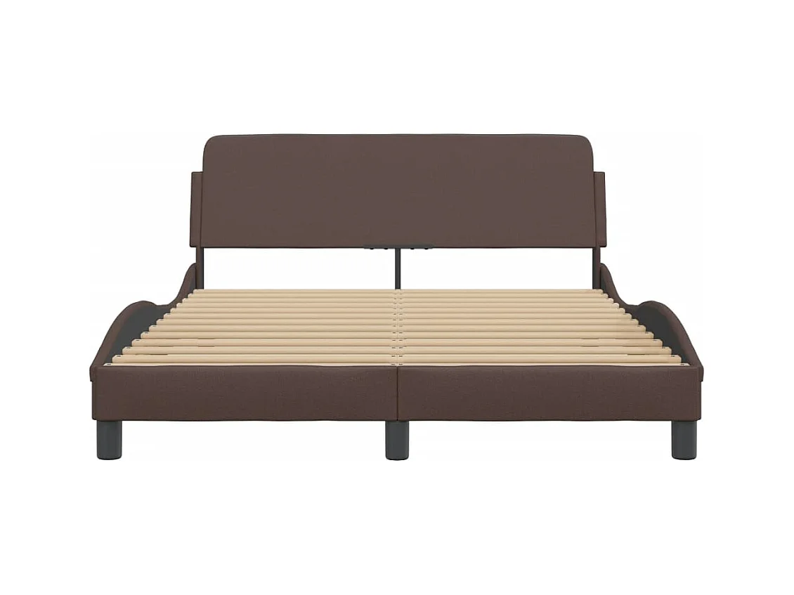 Estructura de cama cabecero cuero sintético marrón 140x190 cm