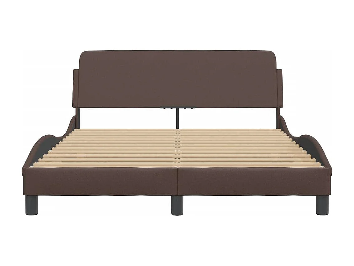 Estructura de cama cabecero cuero sintético marrón 140x190 cm
