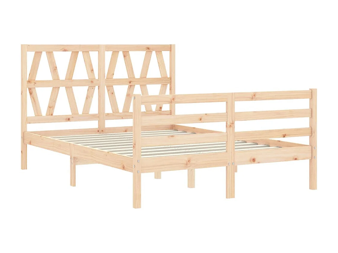 Estructura de cama de matrimonio con cabecero madera maciza