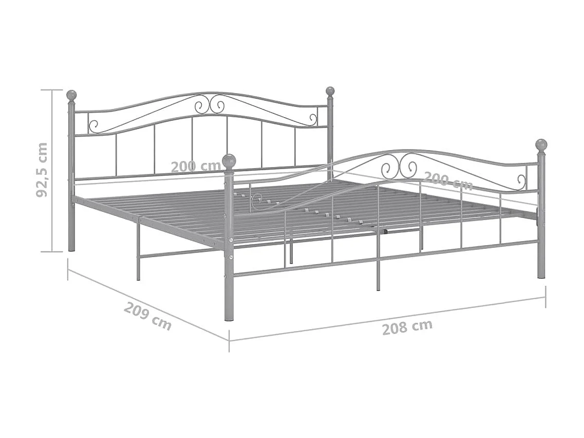 Estructura de cama de metal gris 200x200 cm