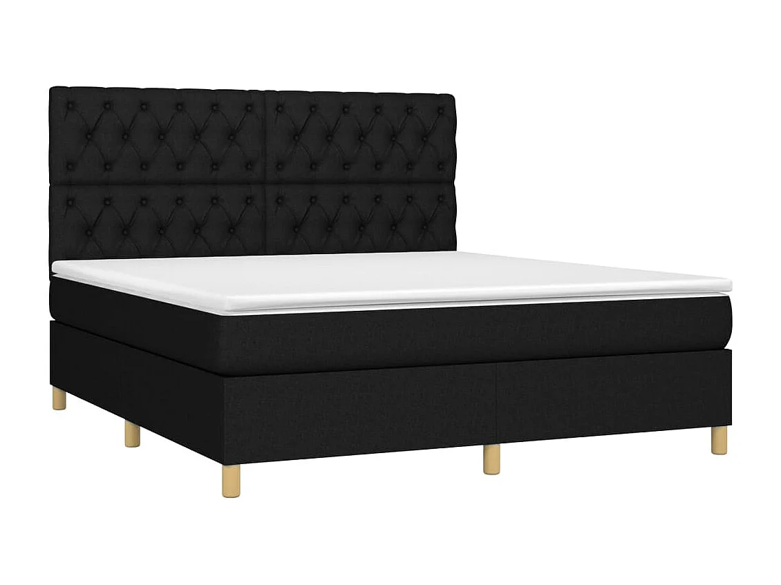 Cama box spring con colchón tela negro 160x200 cm
