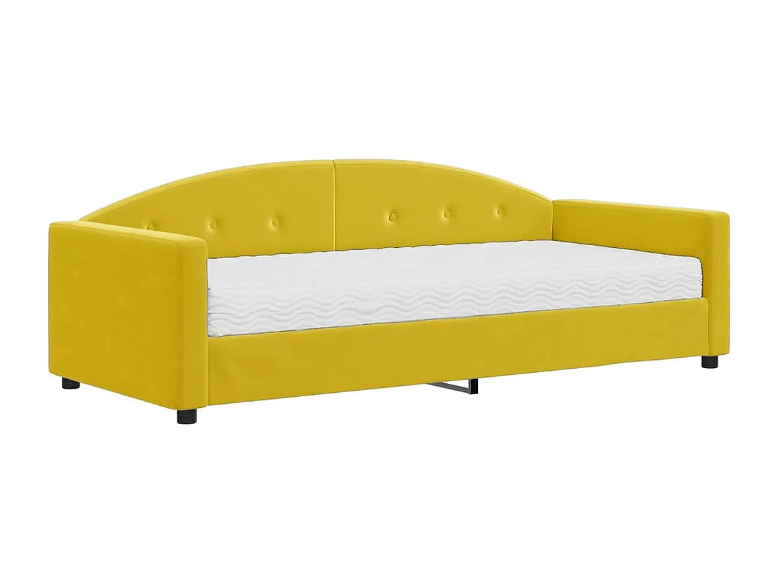 Sofá cama con colchón terciopelo amarillo 90x200 cm
