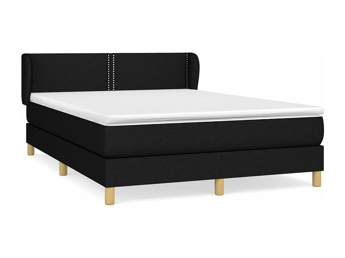 Lit à sommier tapissier avec matelas Noir 140x190 cm Tissu