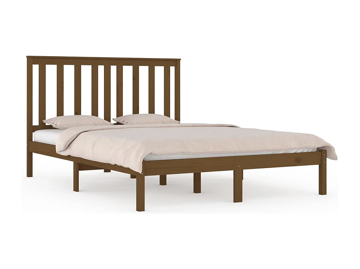 Estrutura de cama 200x200 cm pinho maciço castanho mel
