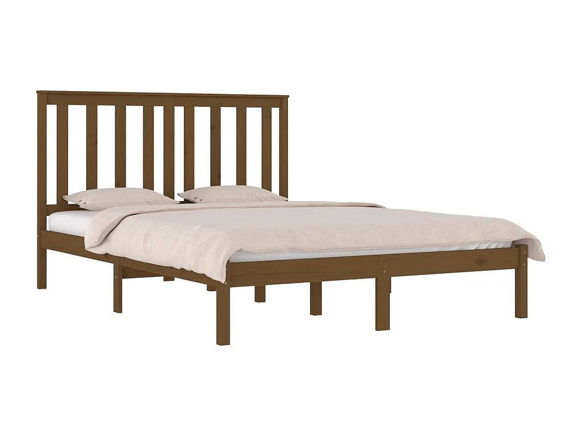 Estrutura de cama 200x200 cm pinho maciço castanho mel