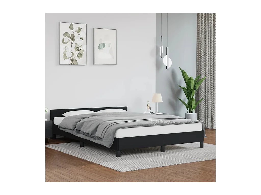 Bedframe met hoofdeinde zonder matras 140x200 cm zwart