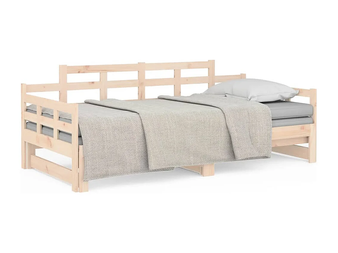 Lit coulissant Bois de pin solide 2x(80x200) cm