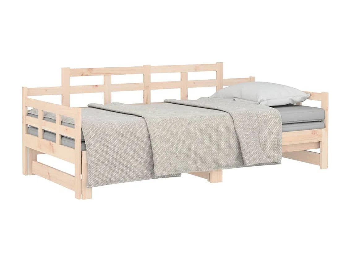 Lit coulissant Bois de pin solide 2x(80x200) cm