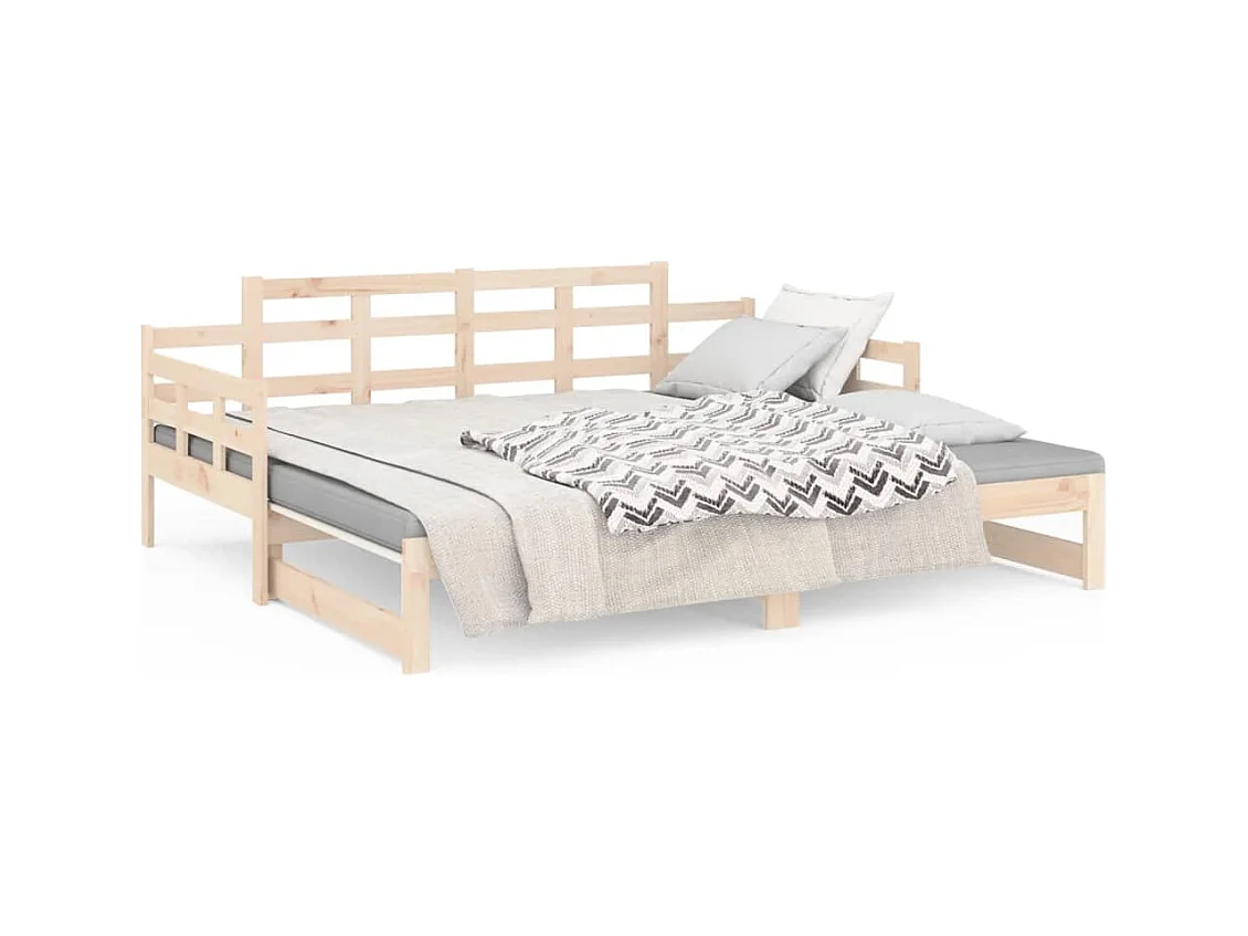 Lit coulissant Bois de pin solide 2x(80x200) cm