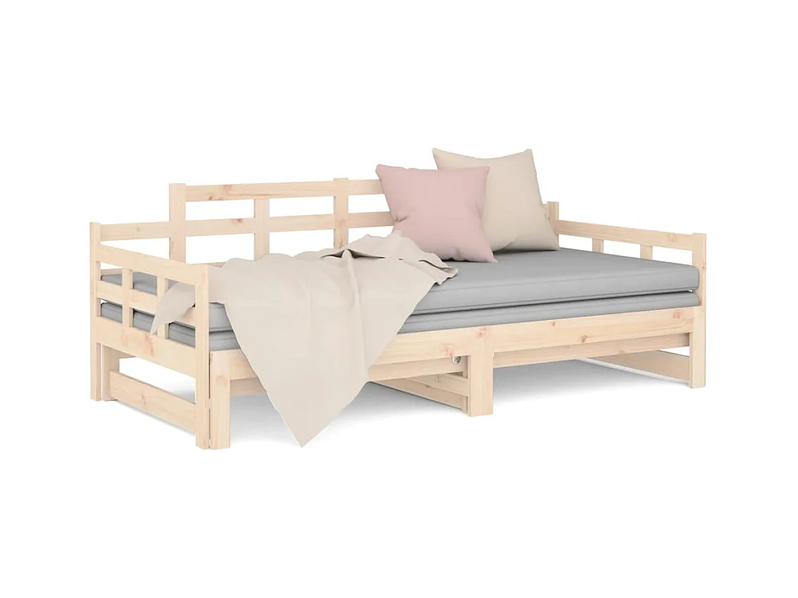 Lit coulissant Bois de pin solide 2x(80x200) cm