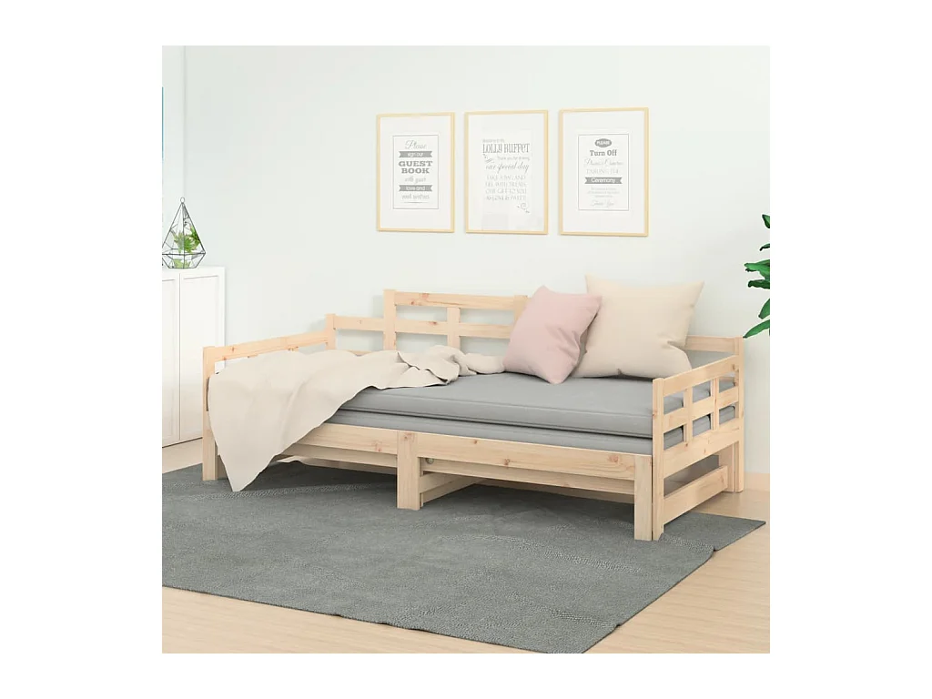 Lit coulissant Bois de pin solide 2x(80x200) cm