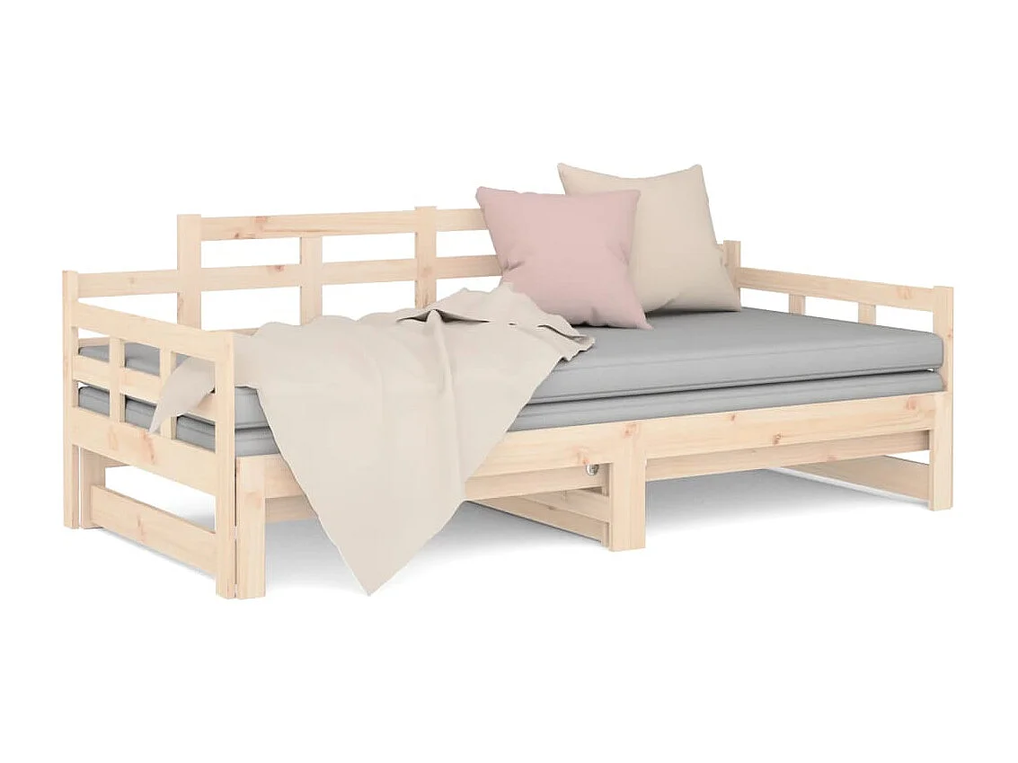 Estrutura sofá-cama de puxar 2x(80x200) cm pinho maciço