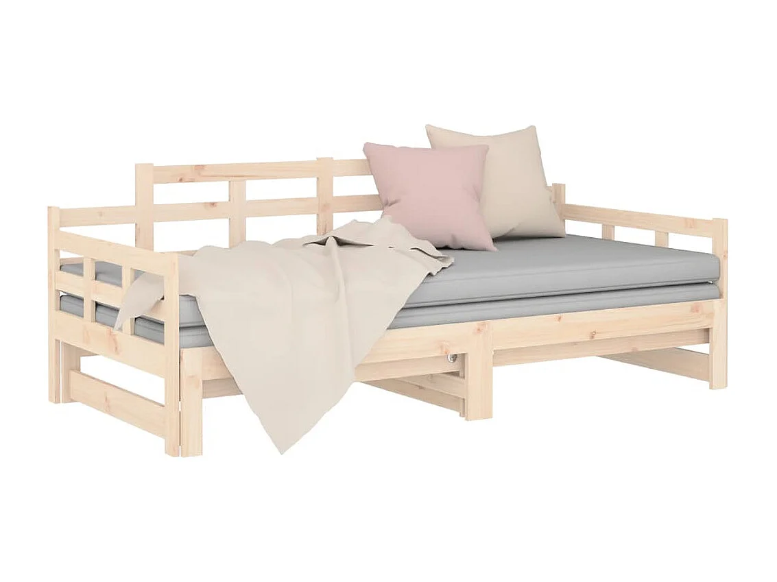 Estrutura sofá-cama de puxar 2x(80x200) cm pinho maciço