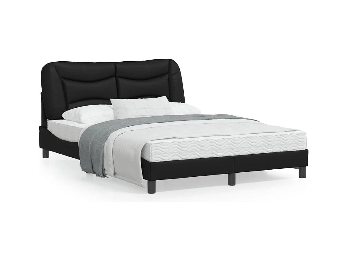 Estrutura cama c/ cabeceira 140x190 cm couro artificial preto