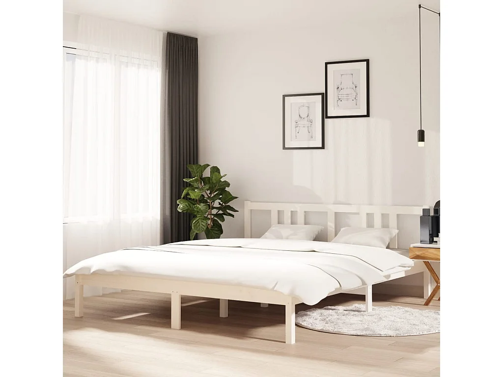 Estrutura de cama 160x200 cm madeira maciça branco