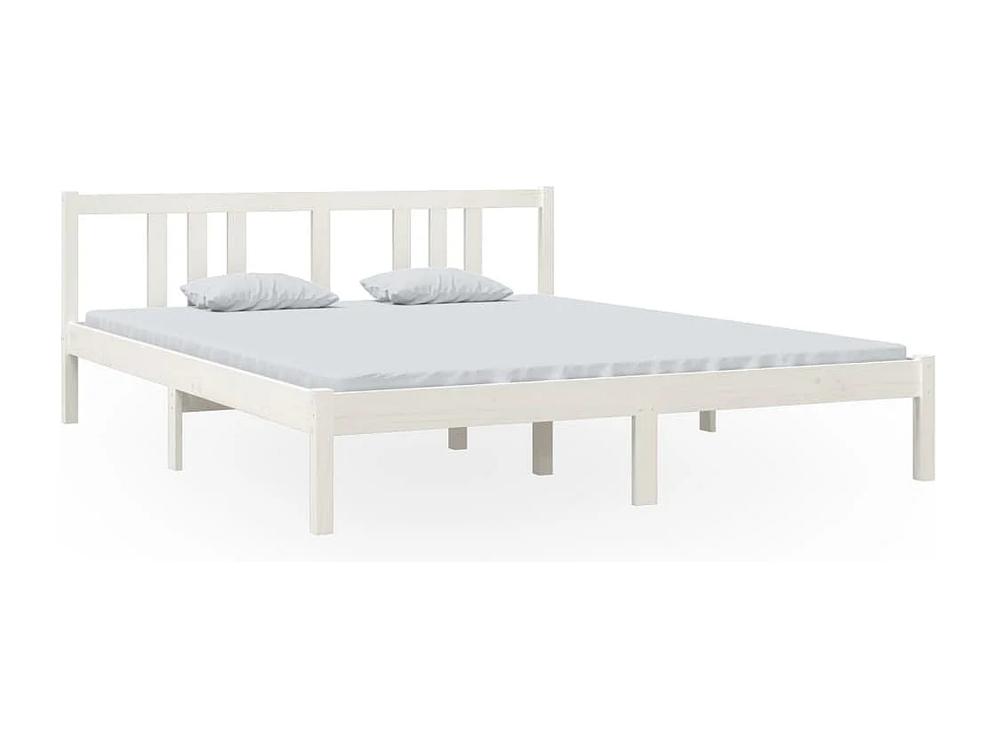 Estrutura de cama 160x200 cm madeira maciça branco