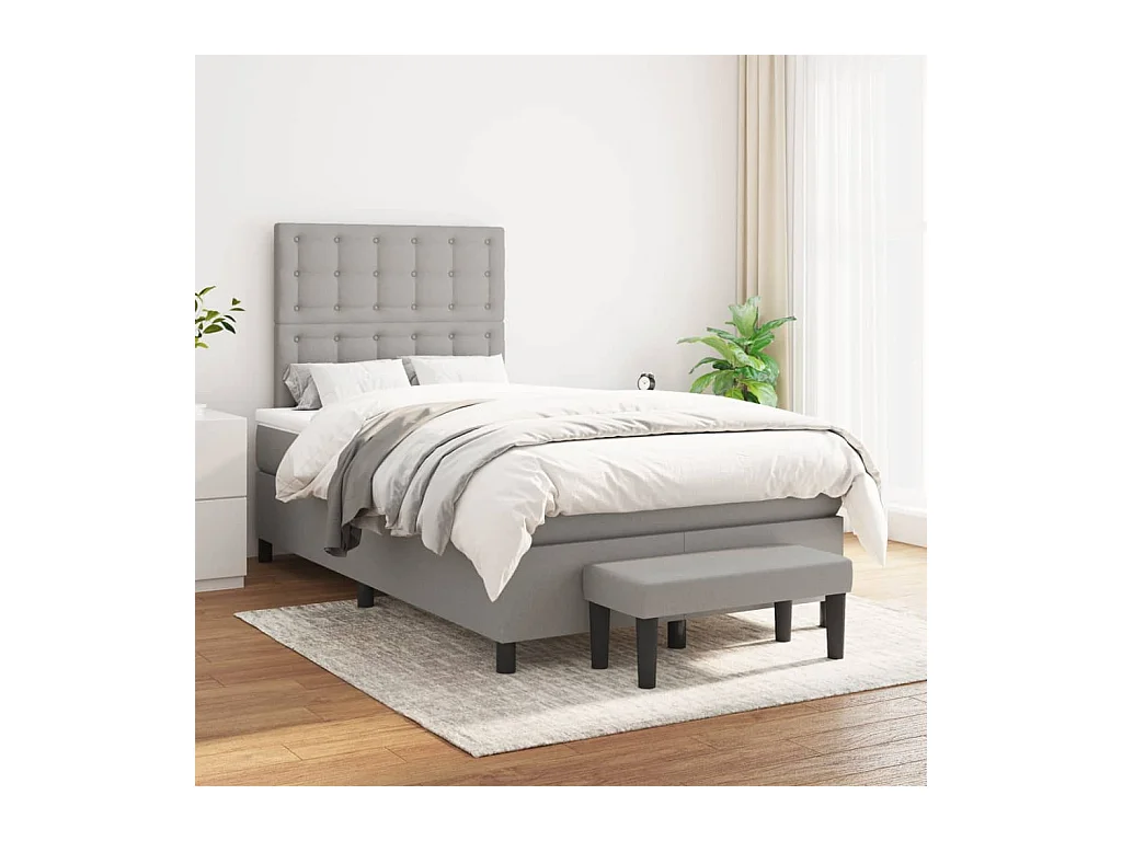 Boxspring met matras stof lichtgrijs 120x200 cm
