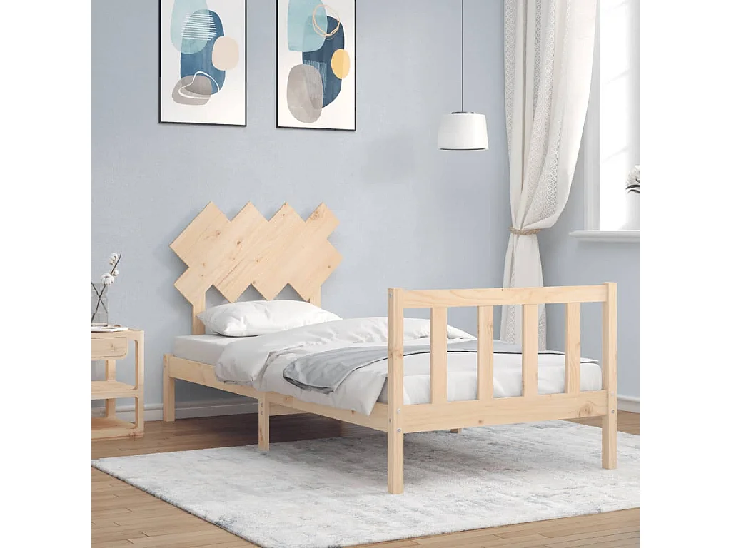 Estructura de cama con cabecero madera maciza